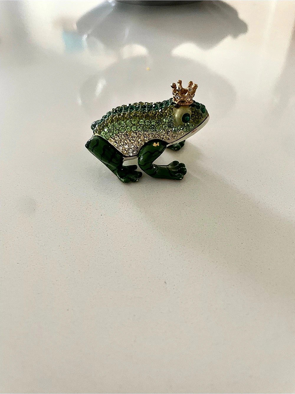 Jeweled Frog Trinket Dish in Green & Gold Like New